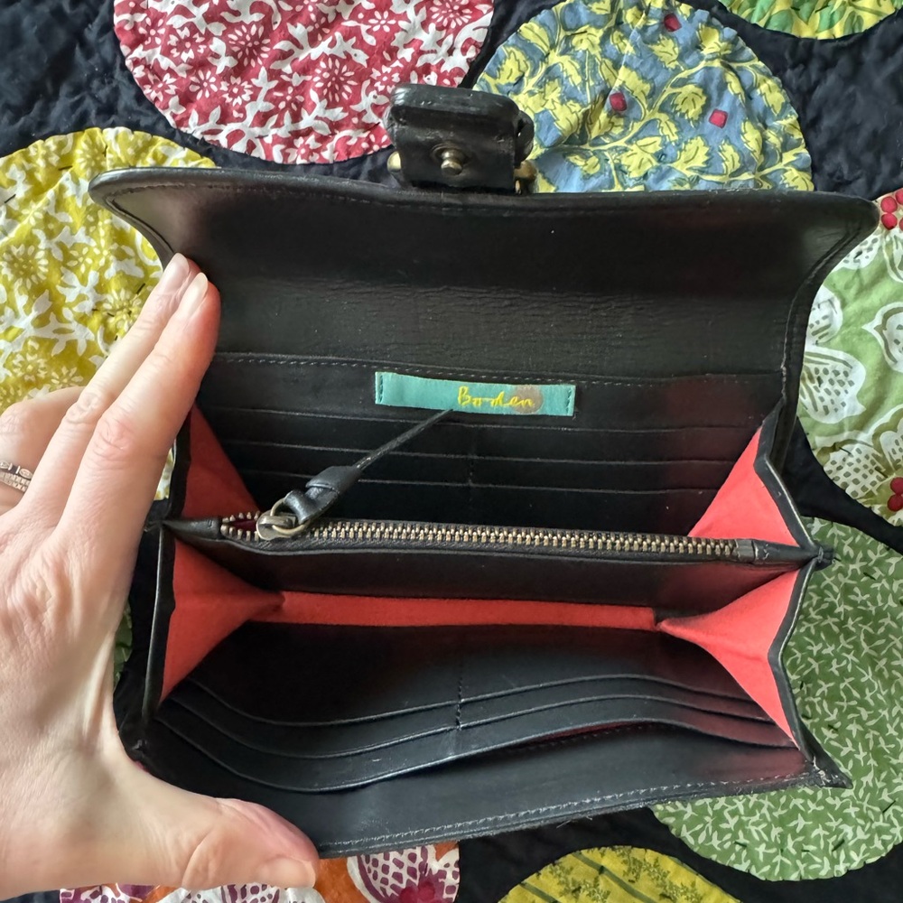 Boden Calf hair Leather Leopard Wallet Black Gray Buckle - Picture 4 of 10